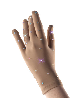 Sagester Neutral-toned gloves with crystals